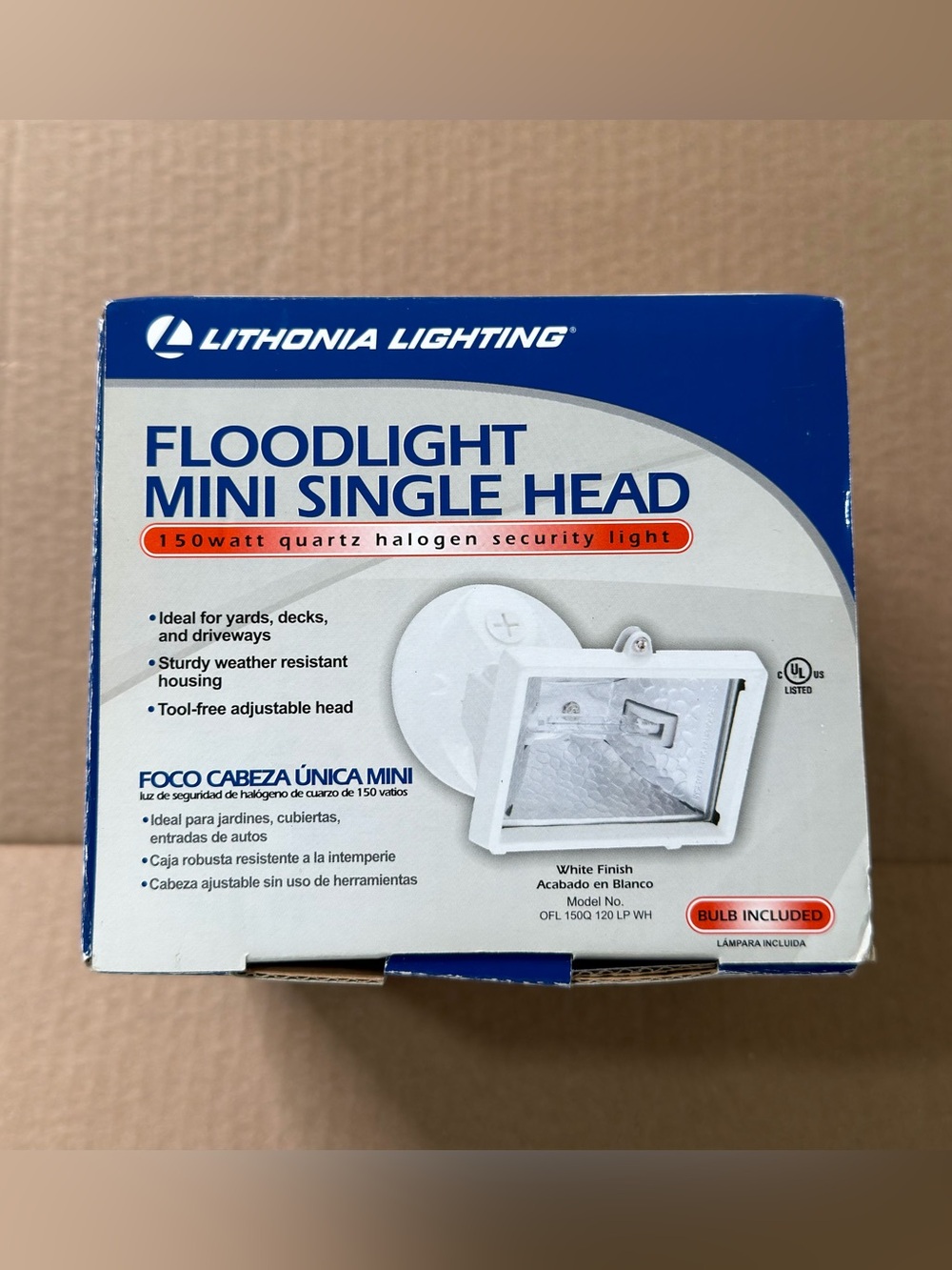 Lithonia Lighting Floodlight Mini Single Head Security Light Halogen White Case